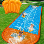 Spring Water Slip and Water Slide for Kids Backyard, 22ft*3 Racing Lanes Slip Water Slides with Sprinkler for Age 5-8 8-12, Summer Outdoor Water Toy with 3 Inflatable Bodyboards