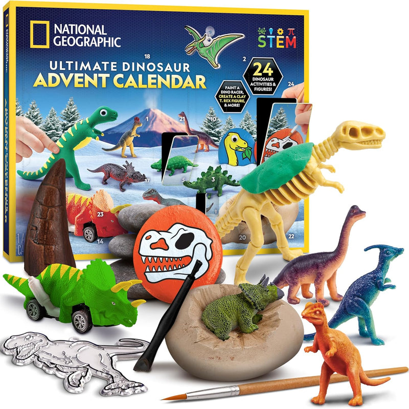 National Geographic Clay Dinosaur Arts and Crafts Activity Kit for Kids | Dinosaurs Toys, 5 Clay Colors, 5 Skeleton Models, Air-Dry Modeling Clay, Sculpting Activity, Imaginative Play, Birthday Gift