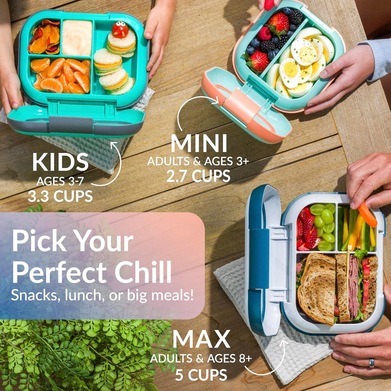 Bentgo Chill Max Leak-Proof XL Lunch Box - Included Ice Pack Keeps Food Cold; 5-Cup Capacity for Adults & Ages 8+, 3 or 4 Compartment Bento Box, BPA-Free, Dishwasher Safe (Lavender & Peach Blossom)