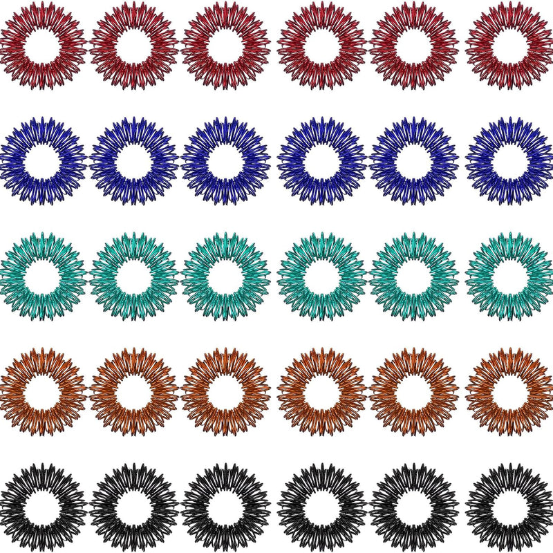 30 Pieces Acupressure Rings Spiky Sensory Rings for Fingers Stress Relief Fidget Sensory Massager for Teens Adults