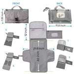 Kopi Baby Portable Diaper Changing Pad with Wipes Pocket, Classic Grey | 22-In Waterproof Pad, Smart Wipes Pocket, 2 Inner Mesh Pockets, Outer Pocket, Detachable Storage, Carry Straps