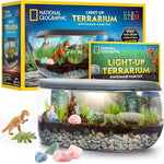 National Geographic light-up terrarium kit for kids with real plants, gemstones, and dinosaur toys - exclusive Amazon offer
