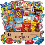 Snacks Variety Pack Gift Basket (45 Count) Snack Box Care Package with Chips Cookies Candy Treats for Adults Men Women Kids Teens Guys Girls College Students School Office Military Birthday Gifts by Jolly Good