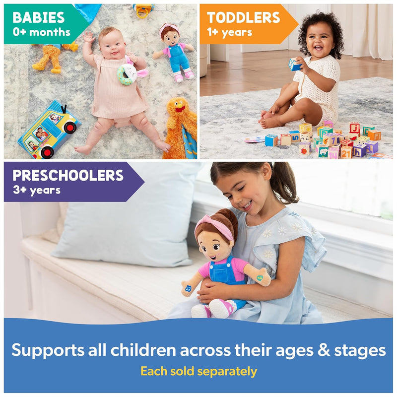 Ms. Rachel Herbie Sensory Take-Along Toy with Jitter & Peek-A-Boo Play | Multiple Sensory Surfaces & BPA-Free Teether, Clips to Strollers, Toddler Toys for Girls & Boys Ages 3 Months to 1+