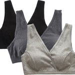 CAKYE 3 Pack Maternity Nursing Sleep Bra Breastfeeding Cotton Bralette