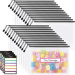 Sooez 24 Pack Mesh Zipper Pouch with Sticky Labels, A4 Mesh Bags, Sturdy Letter Size File Folders Organizer, Office School Classroom Teacher Supplies, Toy Storage Bag Board Game Puzzles Organization