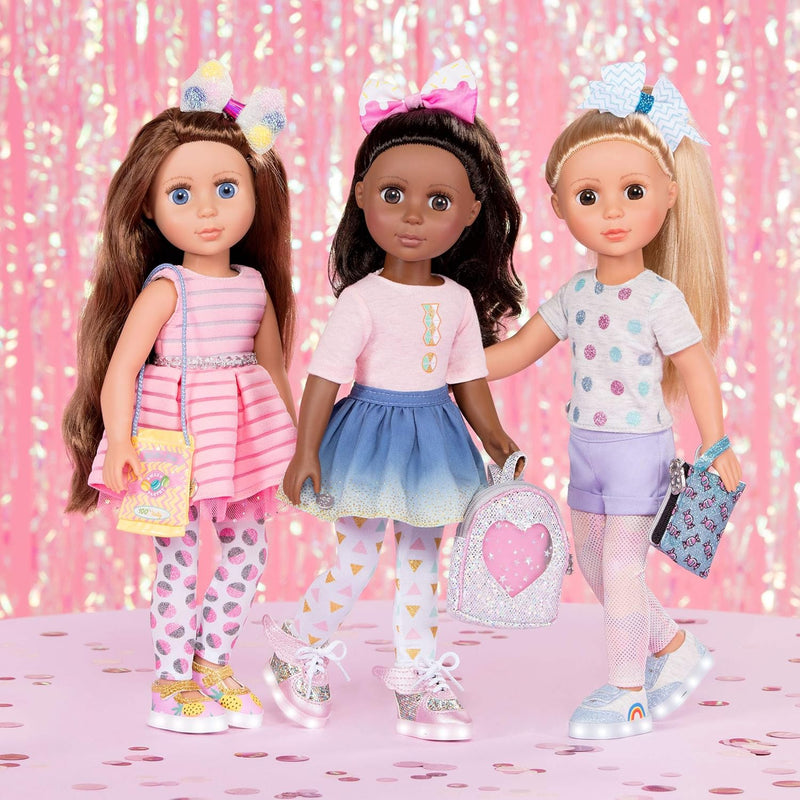Glitter Girls – 14-Inch Fashion Doll – Brown Hair & Blue Eyes – Pink Dress, Glittery Shoes & Hairbow – Dolls for Girls 3+ Years – Bluebell