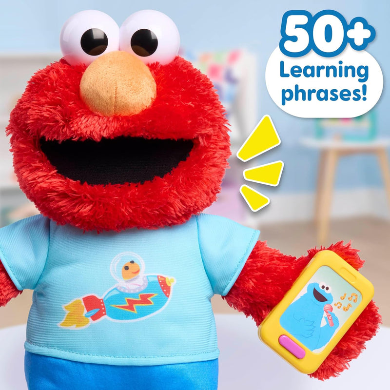 Sesame Street 13-Inch Learning Elmo Plush with Lights, Sounds & Motion, 50+ Phrases, Kids Toy
