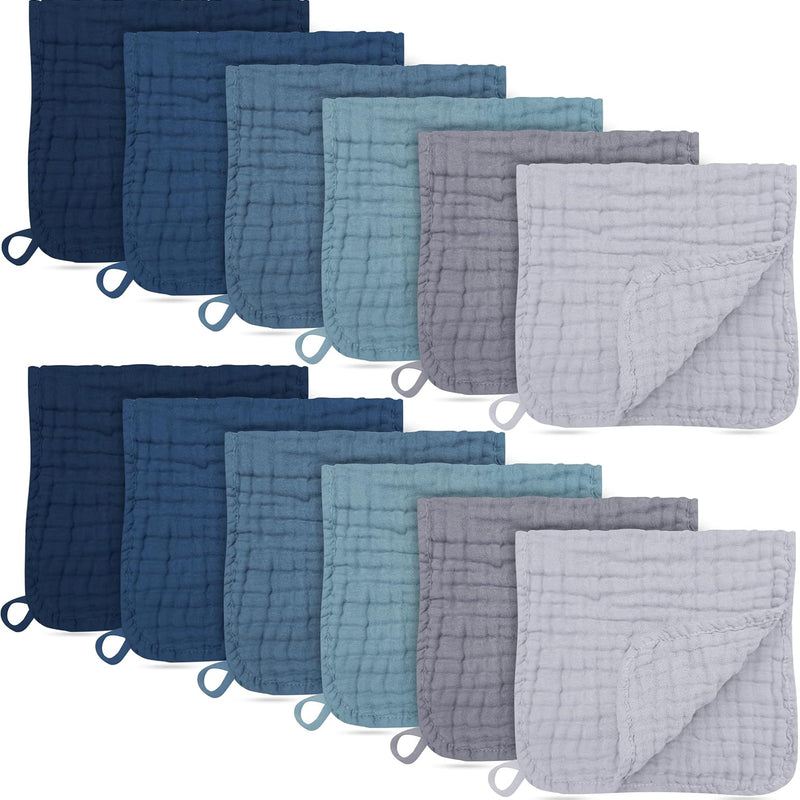 12 Pack Muslin Burp Cloths - Large 20" x 10", Ultra Absorbent 100% Cotton for Baby Drool and Messes - Soft, Gentle Baby Burp Rag for Boys & Girls -Pink, Purple, Sakura Series
