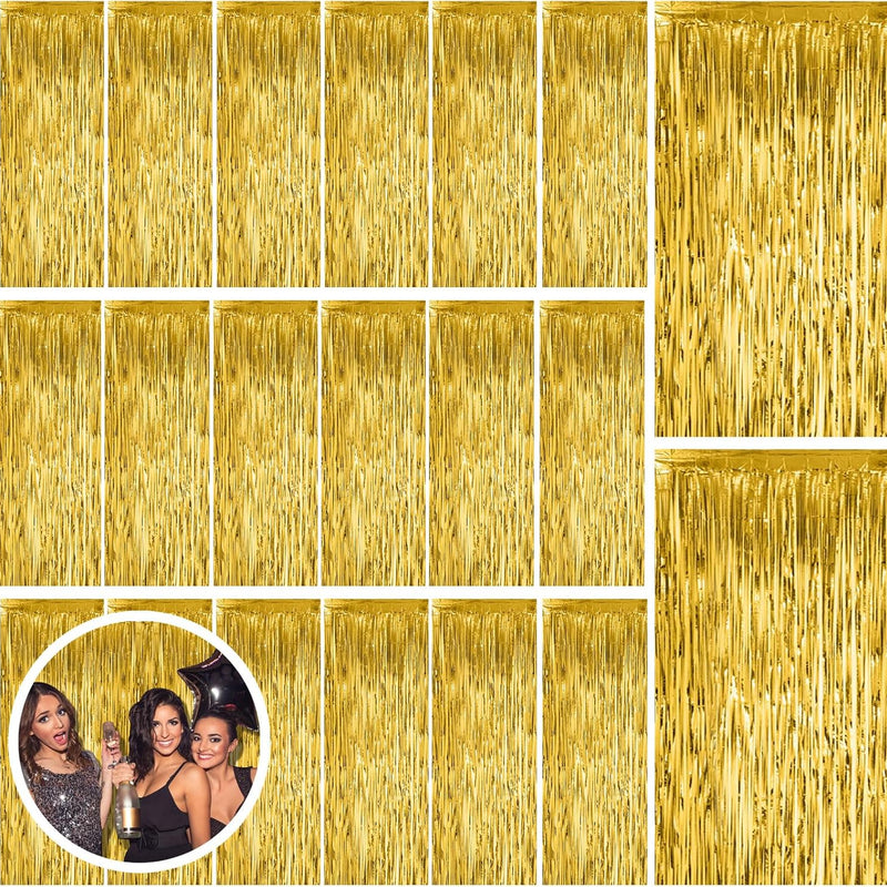 2-Pack Pink Foil Fringe Tinsel Party Backdrops for Birthdays, Bachelorettes, Graduations, and More