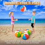 JOYIN 4-Pack 20" Beach Balls - Large Rainbow Beach Ball Inflatable Pool Toys for Party Supplies Decorations, Adults Kids Birthday Luau Summer Beach Water Games Beachball Party Favors