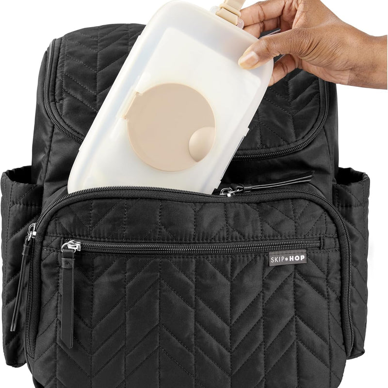 Skip Hop Baby Wipes Dispenser Case, Holds Up to 40 Wipes, Grab & Go Travel Wipe Holder with Snug Seal, Oat