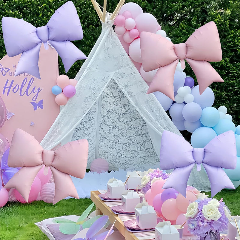 4 pink bow balloons 38inch, 4pc set, pink, coquette, birthday, party supplies, wedding decor