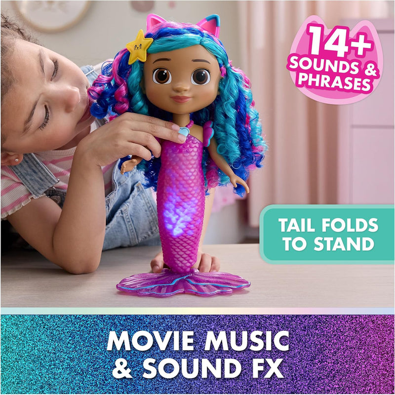 DreamWorks GABBY'S Dollhouse The Movie, Sing & Shine Mermaid Gabby, Waterproof Mermaid Doll with Lights & Sounds, Kids Toys for Girls & Boys Ages 3 and Up