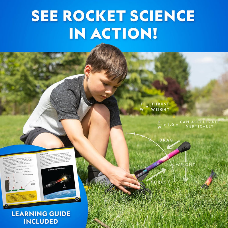National Geographic Air Rocket Toy – LED Rocket Launcher for Kids with LED Lights and Foam Tipped Rockets