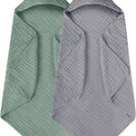 Yoofoss Hooded Baby Towels for Newborn 2 Pack 100% Muslin Organic Cotton Baby Bath Towel with Hood for Babies, Infant, Toddler and Kids, 32x32Inch, Soft and Absorbent Newborn Essential, Beige&Coffee