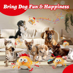 GUKCO Interactive Dog Toys, Squeaky Moving Ball Toy with Jumping & Music Modes, Rechargeable Plush Chew Toys for Small/Medium/Large Dogs to Keep Puppy Busy Pet Toys (Chick)