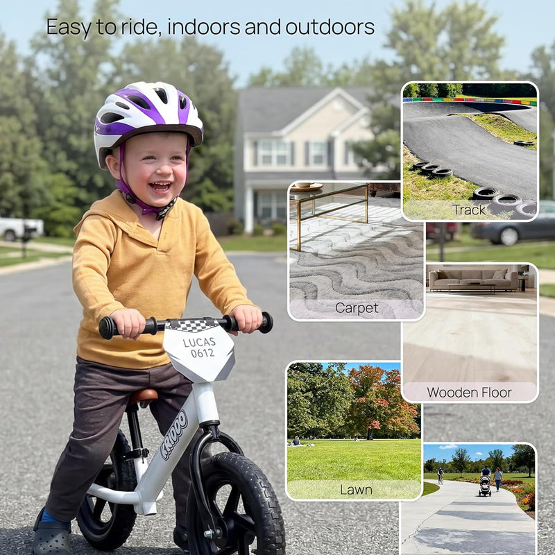 KRIDDO Toddler Balance Bike for 2-5 year olds, 12 inch push bike with customization options