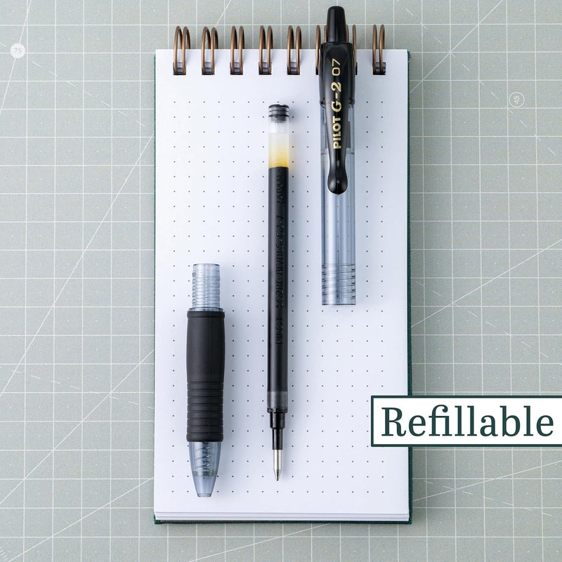 Pilot G2 Pens, Premium Refillable and Retractable Rolling Ball Gel Pens, Fine Point, 0.7mm, Black Ink, 5-Pack