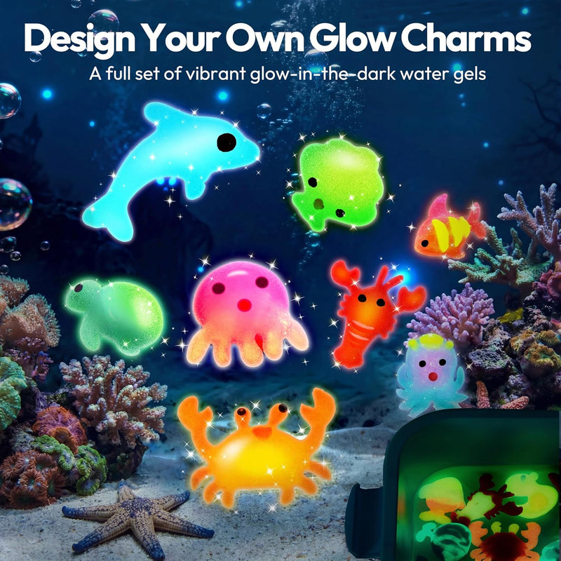 Klever Kits Glow-in-The-Dark Water Gel Kit, Magic Fairy Water Pets Toy Kit with 10 Gels(7 Glow-in-The-Dark Gels), 12 Molds, Preserving Bottle, DIY Squishy Maker Craft Kits, Arts and Crafts for Kids
