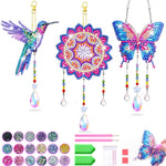 Diamond Art Kits for Kids Ages 8-12, 3 PCS DIY Gem Art Suncatchers for Kids | Diamond Art Kit with 3 Paintings and 2 Tool Sets, Craft Kits Birthday Gift for Girls Ages 8-12, Home/Garden/Backpack Décor