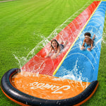 JAMBO Premium 24Ft Budget Slip Splash and Slide, Heavy Duty Water Slide with Advanced Sprinkler System, Backyard Waterslide, Splash Mat, Outdoor Water Toys n Slides for Kids
