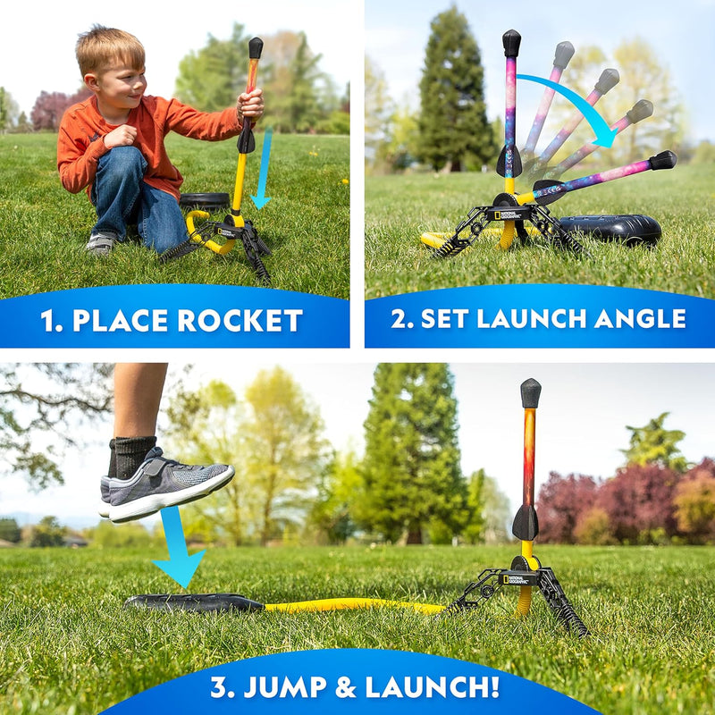 National Geographic Air Rocket Toy – LED Rocket Launcher for Kids with LED Lights and Foam Tipped Rockets
