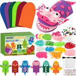 WATINC 6-Piece Animal Hand Puppet Making Kit for Kids, DIY Art Craft Felt Sock Puppets, Pompoms, Googly Eyes, and Felt Decorations for Creative Storytelling and Role Play.