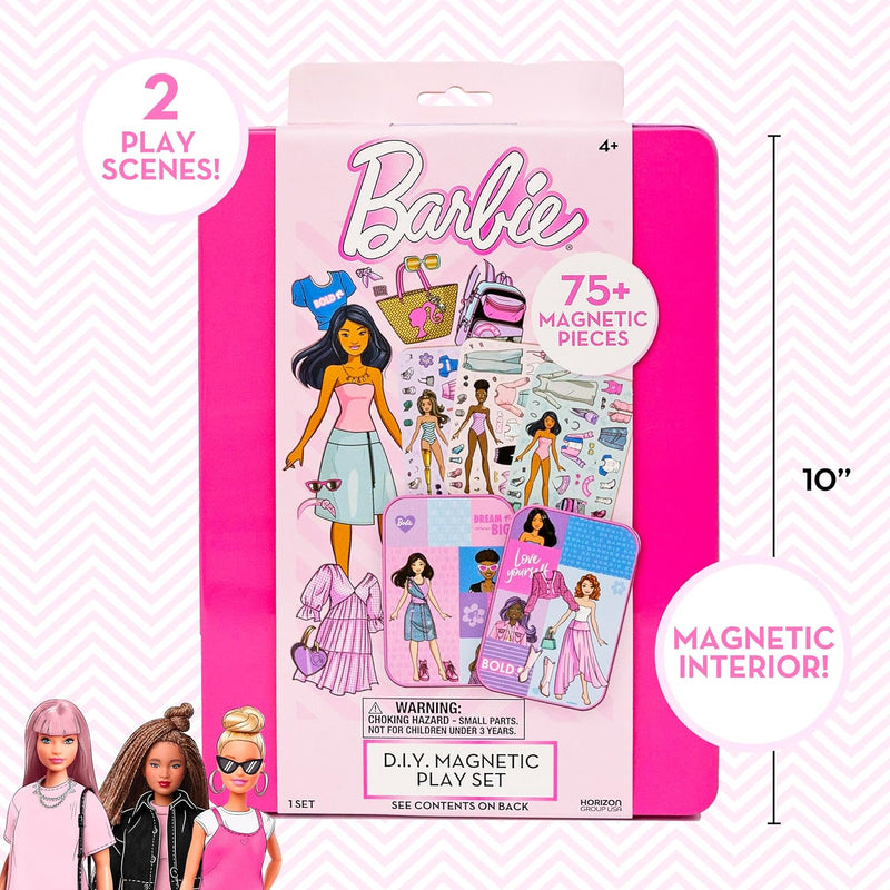Barbie D.I.Y. Magnetic Play Set, 75 Pieces, 3 Magnetic Dolls, Crafts for Kids Ages 4-8, 4 Year Old Girl Birthday Gifts, Girl Toys, Cute Travel Toy, Fun Airplane Activities, Pretend Play for Girls