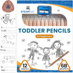 Learning Pencils For Toddlers 2-4 Years–Kids Pencils For Beginners, Toddlers And Preschoolers, Jumbo Triangle Shape With Soft Graphite (8pk+Sharpener)