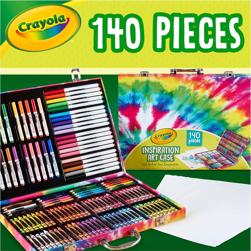 Crayola Inspiration Art Case Coloring Set - Tie-Dye (140ct), Art Supplies Set For Kids, Travel Drawing Kit, Gift for Girls & Boys, Ages 5+ [Amazon Exclusive]