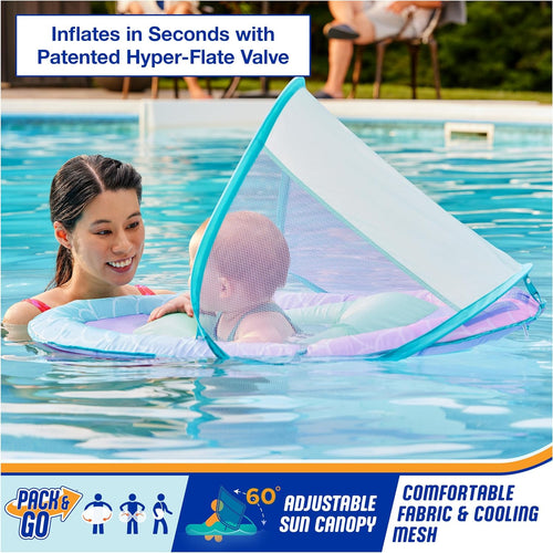 SwimWays Baby Spring Float with Adjustable Canopy and UPF Sun Protection for 9-24 Months