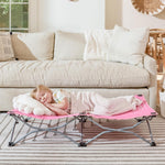 Regalo My Cot® Portable Toddler Bed, Foldable Kids Travel Bed & Camping Cot, Lightweight Sleeping Cot for Toddlers, Indoor/Outdoor, 46.5” x 24” x 9.5”, Pink