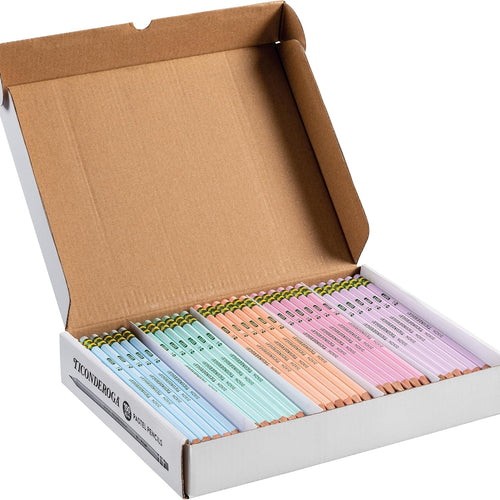 Ticonderoga Wood-Cased Pencils, Pre-Sharpened, 2 HB Soft, Pastel Colors, 150 Count