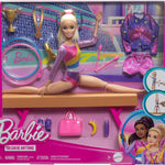 Barbie Gymnastics Doll & Accessories, Playset with Blonde Fashion Doll, C-Clip for Flipping Action, Balance Beam, Warm-Up Suit & More