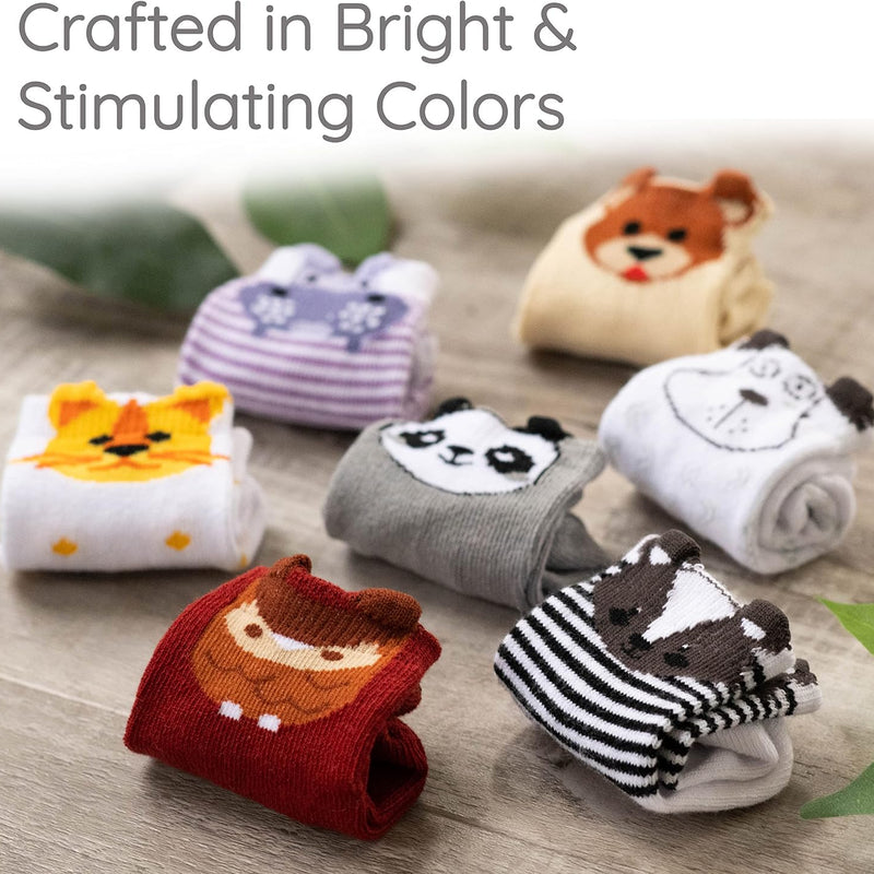 ZIRI & ZANE Baby Sock Gift Set - Unisex Newborn Gifts for Baby Showers | 7 Unique Pairs - Gender Neutral - Cute & Funny Baby Gifts - Baby Boy & Girl Registry Search Idea - Newborn Clothes Essentials