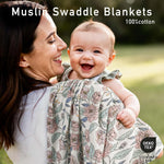 Muslin Swaddle Blankets for Newborn, 3 Pack Breathable Soft Receiving Blanket, Large 38 x 40 inches Swaddle Wrap Burping Clothes, Essentials Infant Shower Items, Toddler Gift (Cute Flower)