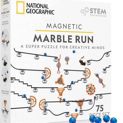 National Geographic Magnetic Marble Run: 75-Piece STEM Building Set for Kids & Adults with Magnetic Track