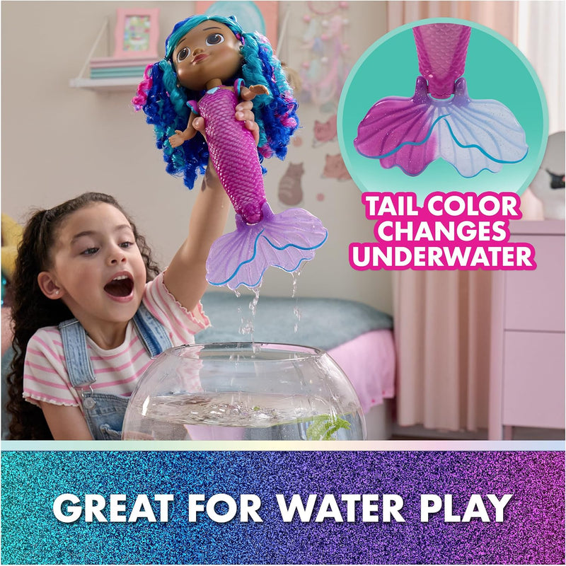 DreamWorks GABBY'S Dollhouse The Movie, Sing & Shine Mermaid Gabby, Waterproof Mermaid Doll with Lights & Sounds, Kids Toys for Girls & Boys Ages 3 and Up