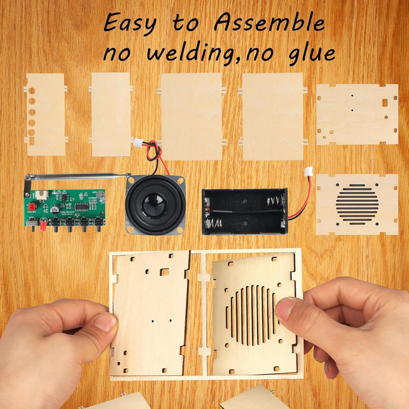 Build Your Own FM Radio Kit for Kids Age 8-12 STEM Toys with Classic Wood Design