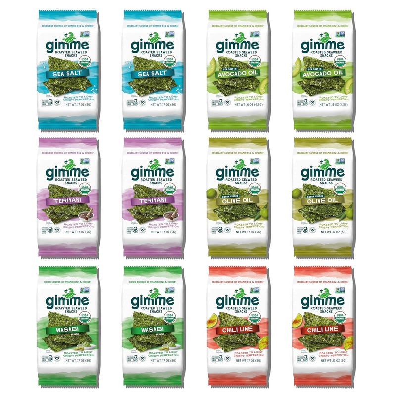 Gimme 20 CT Sea Salt Organic Roasted Seaweed Snacks, 5g, 0.17oz