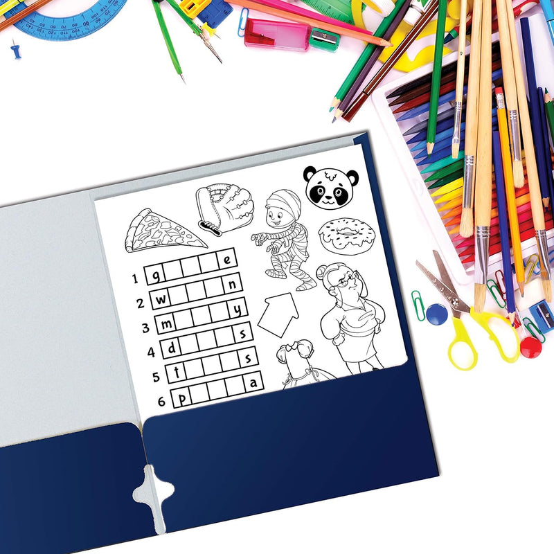 Better Office Products Blue Folders with Pockets, 50 Pack Letter Size Two Pocket Portfolio Folders, Durable Paper Folders for School Classroom Office Organization, Standard Letter Size Blue Folders