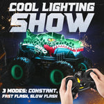 BEZGAR 1:20 Scale Remote Control Monster Truck with Light & Music for Kids 4-7, Dinosaur RC Car with 360° Spins and Drifting