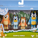 Bluey Family Figure Pack of 4, Robust Poseable Character Toys with Bingo, Chilli, and Bandit Figures, Toddler-Sized Animal Figurines for Kids Ages 3+