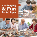 BenBen Puzzles for Adults 1000 Pieces, Dogs' Dinner Party, Dog Jigsaw Puzzle with Patterns on Back, Funny Animal Puzzle, Challenging Puzzles for Family Game Night, Home Décor
