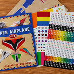 Paper airplane kit with 100 planes, 1000 stickers, launcher and rubber bands, colorful sheets, stem family gift