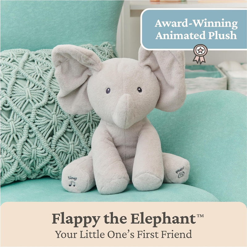 GUND Flappy the Elephant Singing Plush Toy for Babies 0 and Up, Gray, 12"