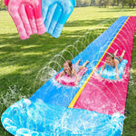 JOYIN 32.5FT Water Slide and 2 Inflatable Boards, Extra Long Heavy Duty Double Lawn Waterslide with Sprinkler for Kids Adults Backyard Summer Water Toy Outdoor Fun, Blue, Pink