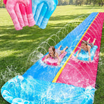 JOYIN 22.5ft Water Slides and 2 Bodyboards, Lawn Water Slide Summer Slip Waterslides Water Toy with Build in Sprinkler for Backyard Outdoor Water Fun for Kids