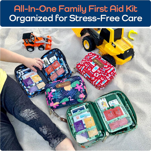 KeepGoing Travel First Aid Kit for Kids, 130 Pc. TSA-Approved Travel Size | Toddler First Aid Kit, Mini First Aid Kit for Car, Home, Purse, Diaper Bag & Backpack, Latex-Free Bandages